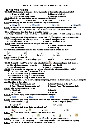 Đề cương ôn tập môn Tin học Lớp 6 - Năm học 2018-2019